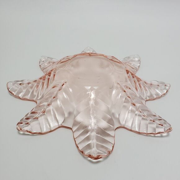 Vintage Light Pink Snowflake Glass Hobnail Bon Bon Candy Trinket Dish 7 Inches - Picture 3 of 8